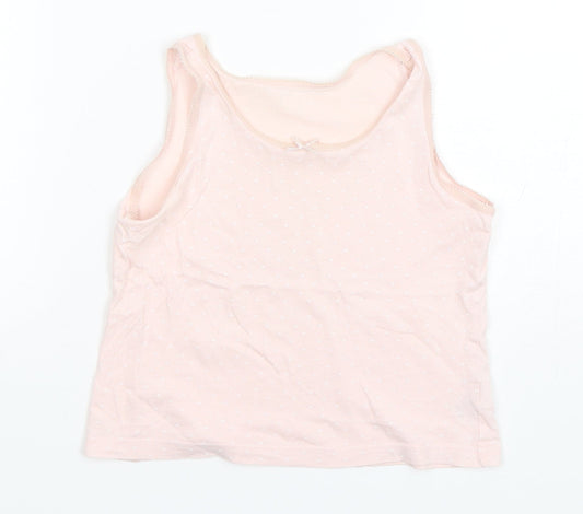 George Girls Pink Polka Dot Cotton Basic Tank Size 7-8 Years Round Neck Pullover