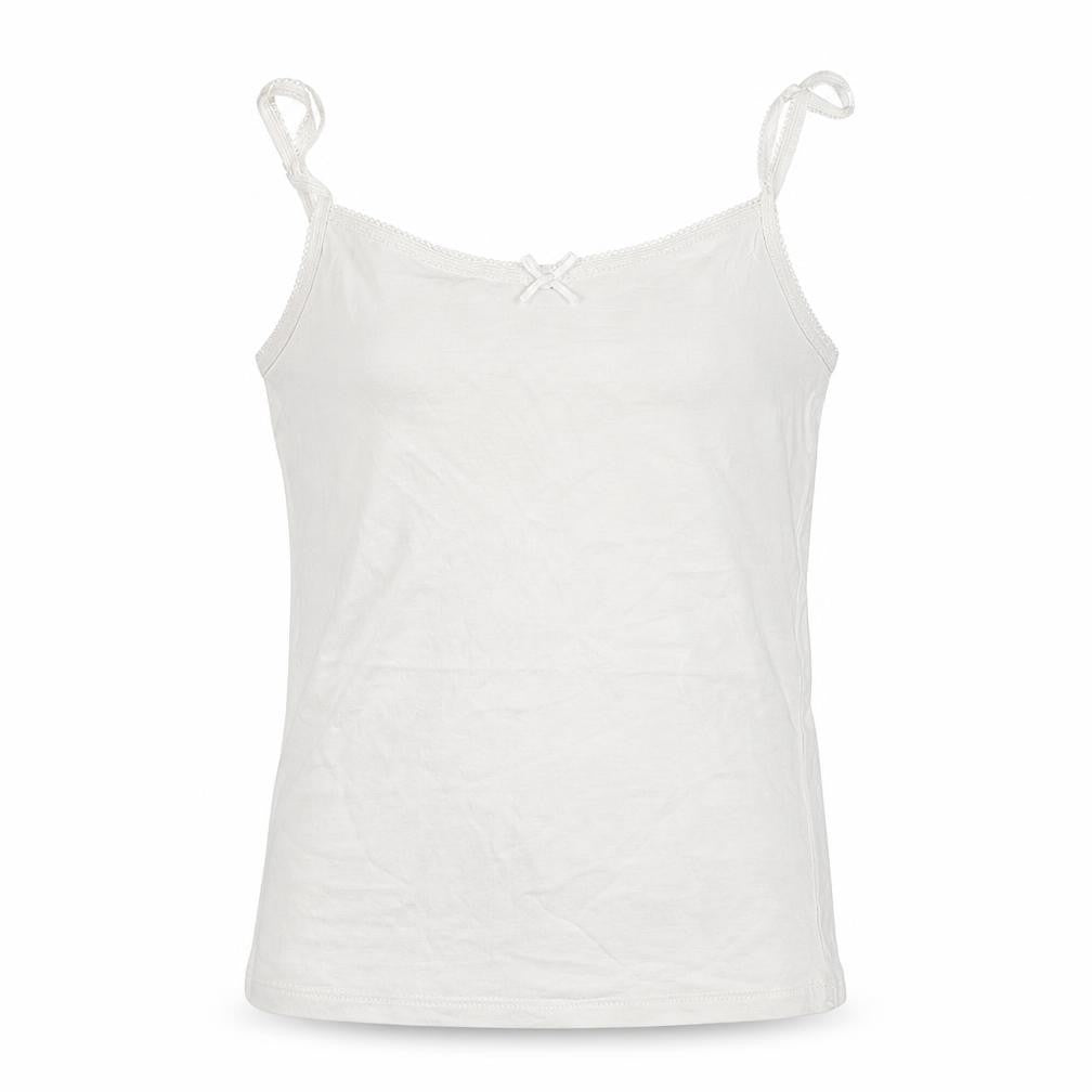 George Girls White  Cotton Basic Tank Size 7-8 Years Round Neck Pullover