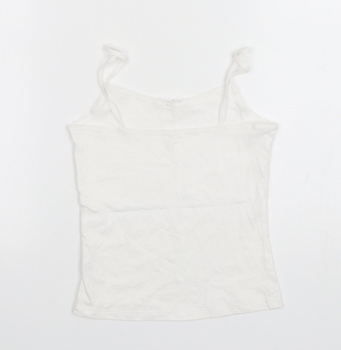 George Girls White  Cotton Basic Tank Size 7-8 Years Round Neck Pullover