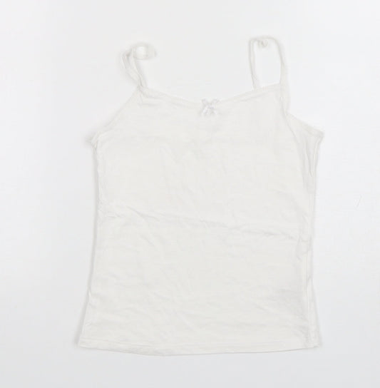 George Girls White  Cotton Camisole Tank Size 7-8 Years Round Neck Pullover