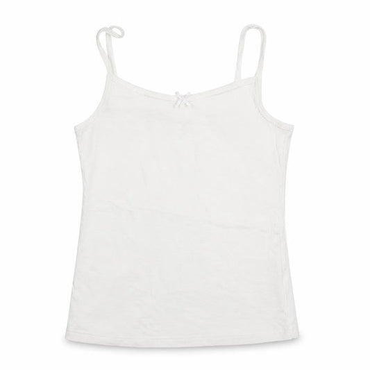 George Girls White  Cotton Camisole Tank Size 7-8 Years Round Neck Pullover