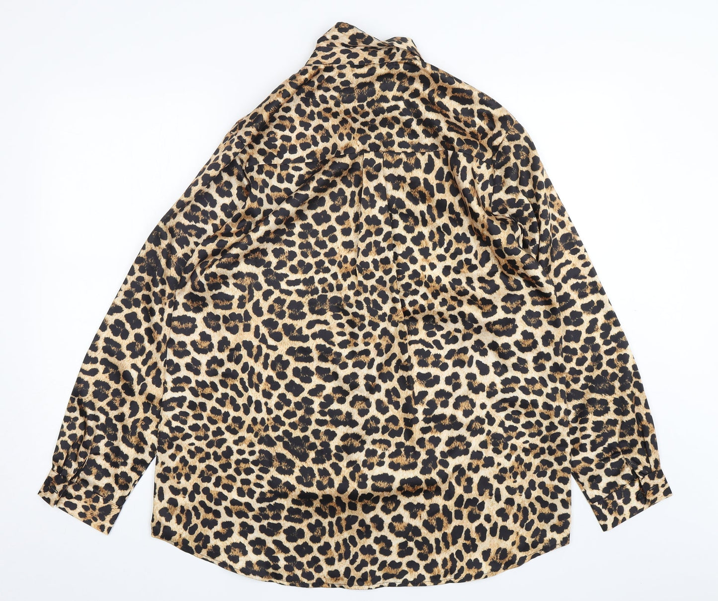 Preworn  Womens Multicoloured Animal Print Polyester Basic Button-Up Size L Collared