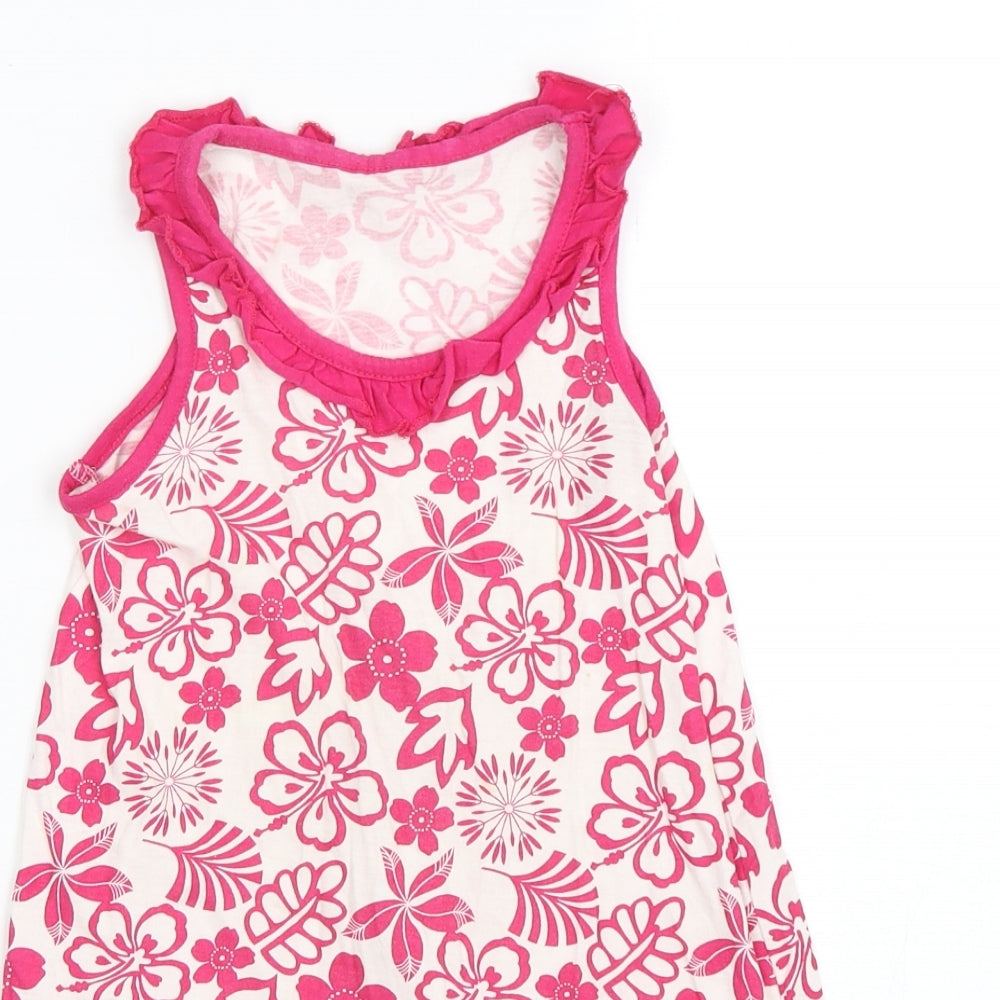 Dunnes Stores Girls Multicoloured Floral Cotton A-Line  Size 4 Years  Round Neck