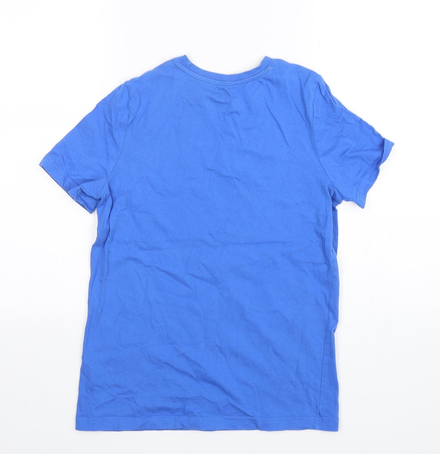 F&F Boys Blue  Cotton Basic T-Shirt Size 11-12 Years Round Neck Pullover - Dinosaur Print
