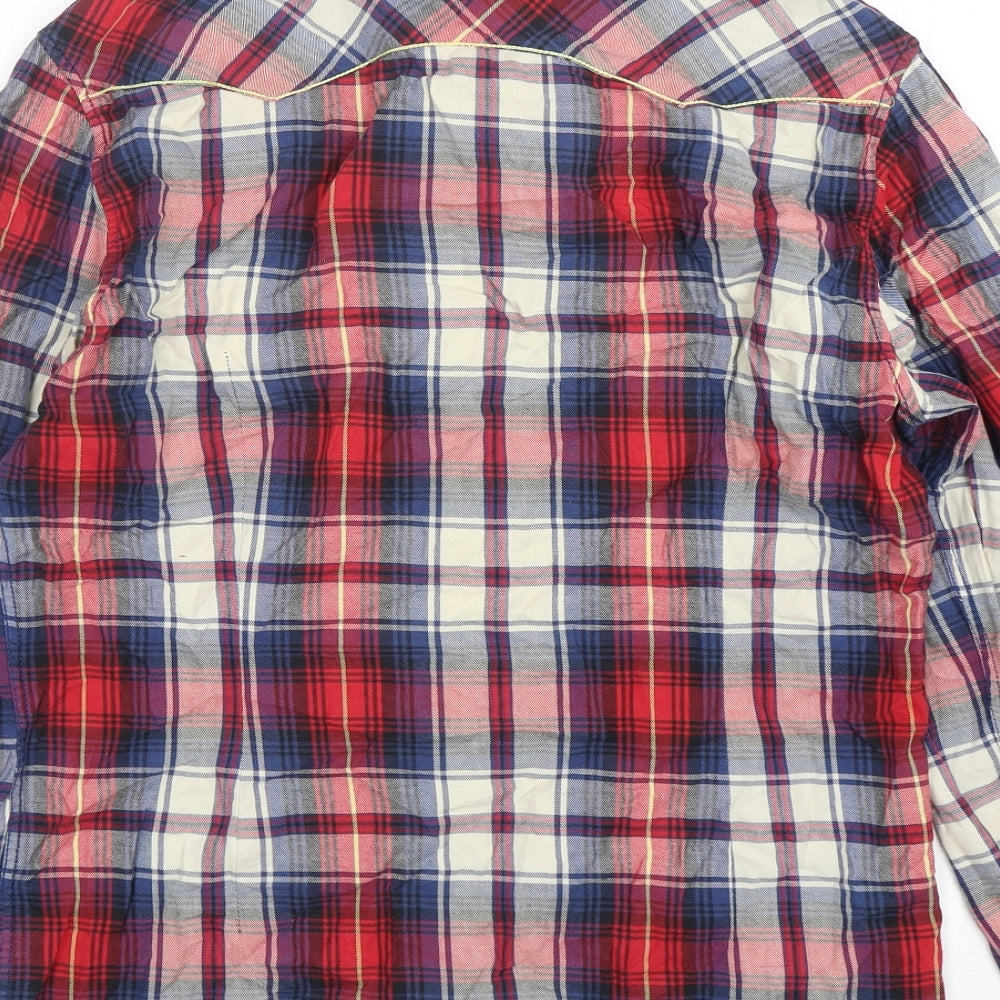 River Island  Womens Multicoloured Plaid Cotton Basic Button-Up Size S Collared