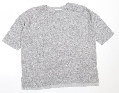 Zara Womens Grey Round Neck  Viscose Pullover Jumper Size M