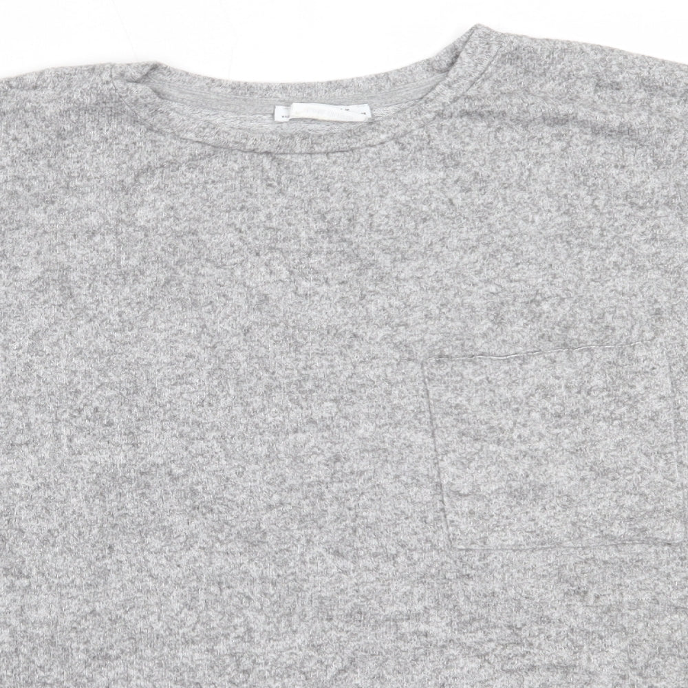Zara Womens Grey Round Neck  Viscose Pullover Jumper Size M