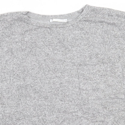 Zara Womens Grey Round Neck  Viscose Pullover Jumper Size M