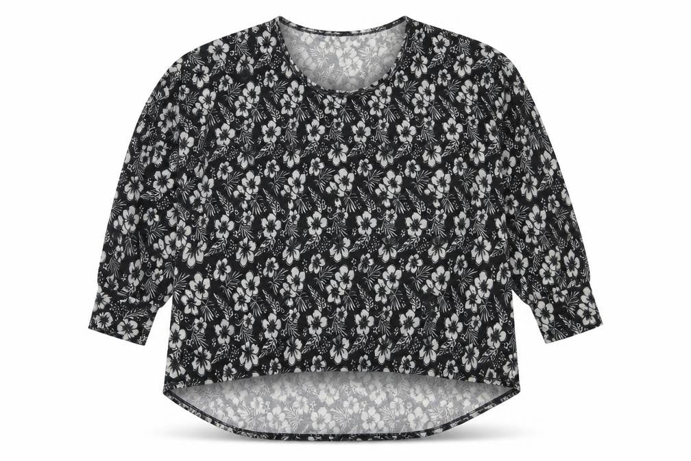 Stella Womens Black Round Neck Floral Polyester Pullover Jumper Size 16