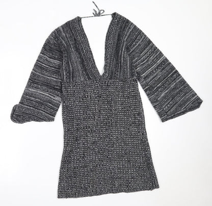 Select Womens Black V-Neck  Acrylic Pullover Jumper Size S