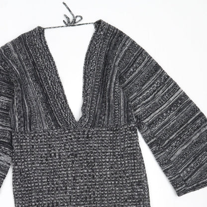 Select Womens Black V-Neck  Acrylic Pullover Jumper Size S