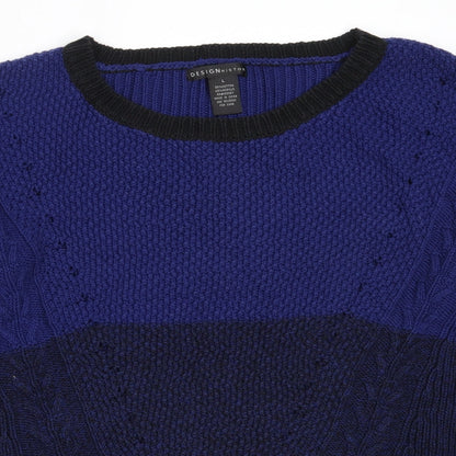 Preloved Design History Womens Blue Round Neck  Cotton Pullover Jumper Size L - Detail