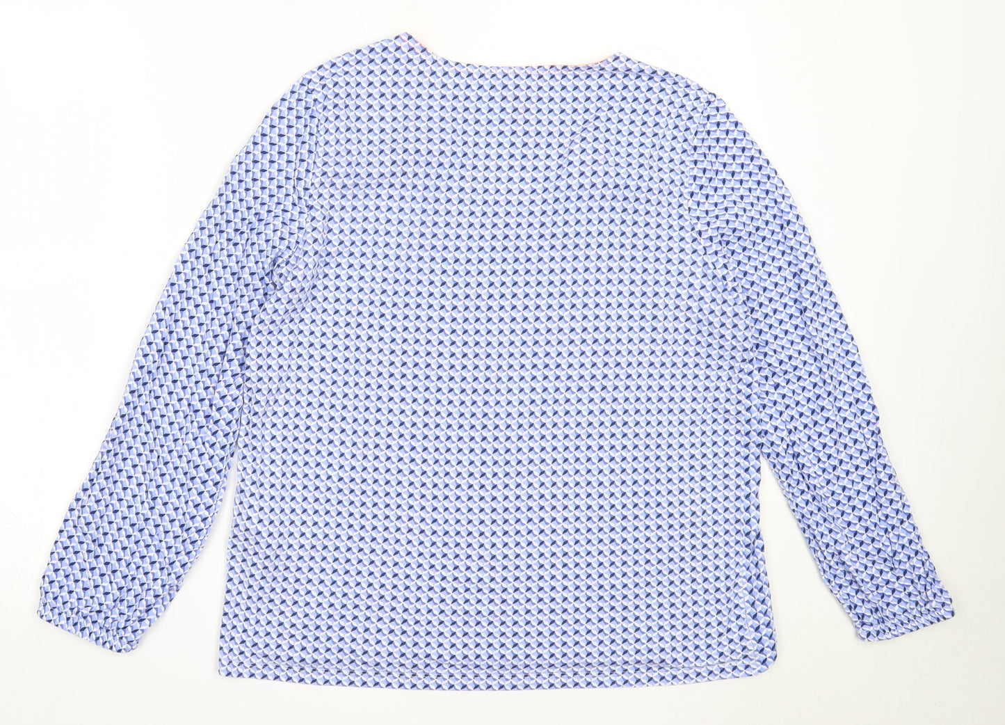 Street One Womens Blue Geometric Viscose Basic T-Shirt Size 14 V-Neck