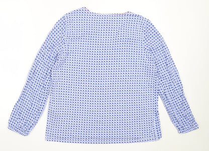 Street One Womens Blue Geometric Viscose Basic T-Shirt Size 14 V-Neck