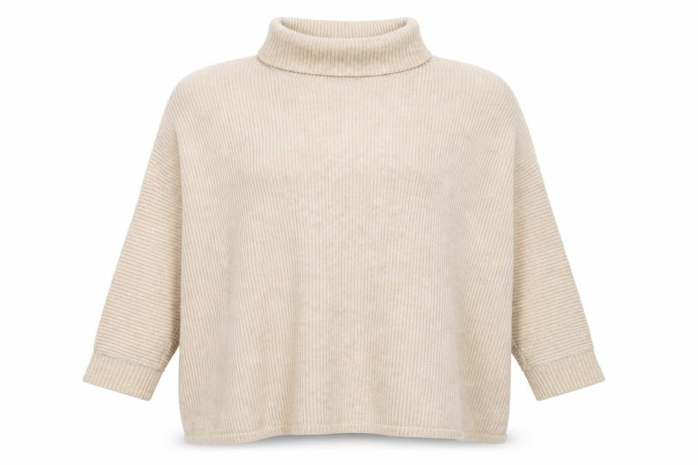 F&F Womens Beige Roll Neck  Polyester Pullover Jumper Size 14