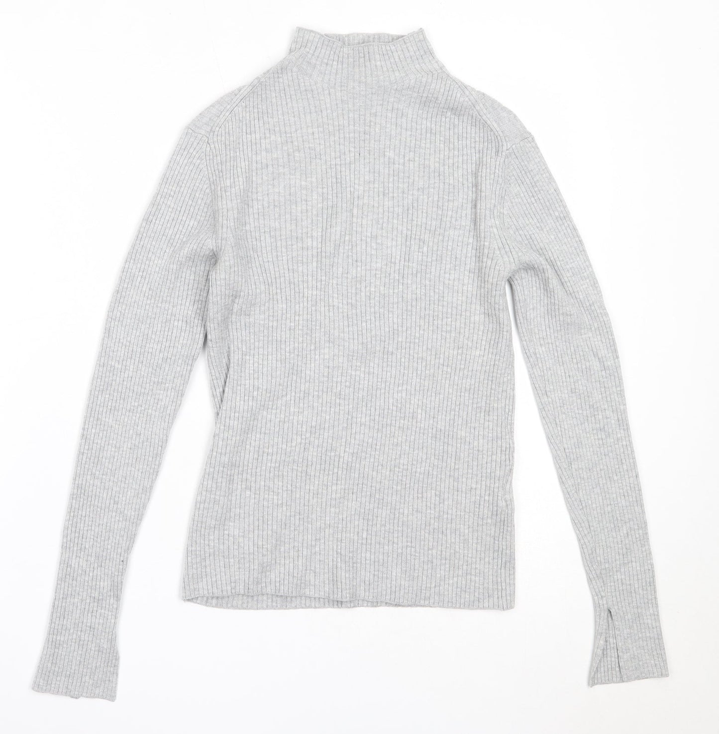 H&M Womens Grey High Neck  Viscose Pullover Jumper Size S
