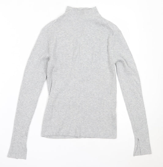 H&M Womens Grey High Neck  Viscose Pullover Jumper Size S