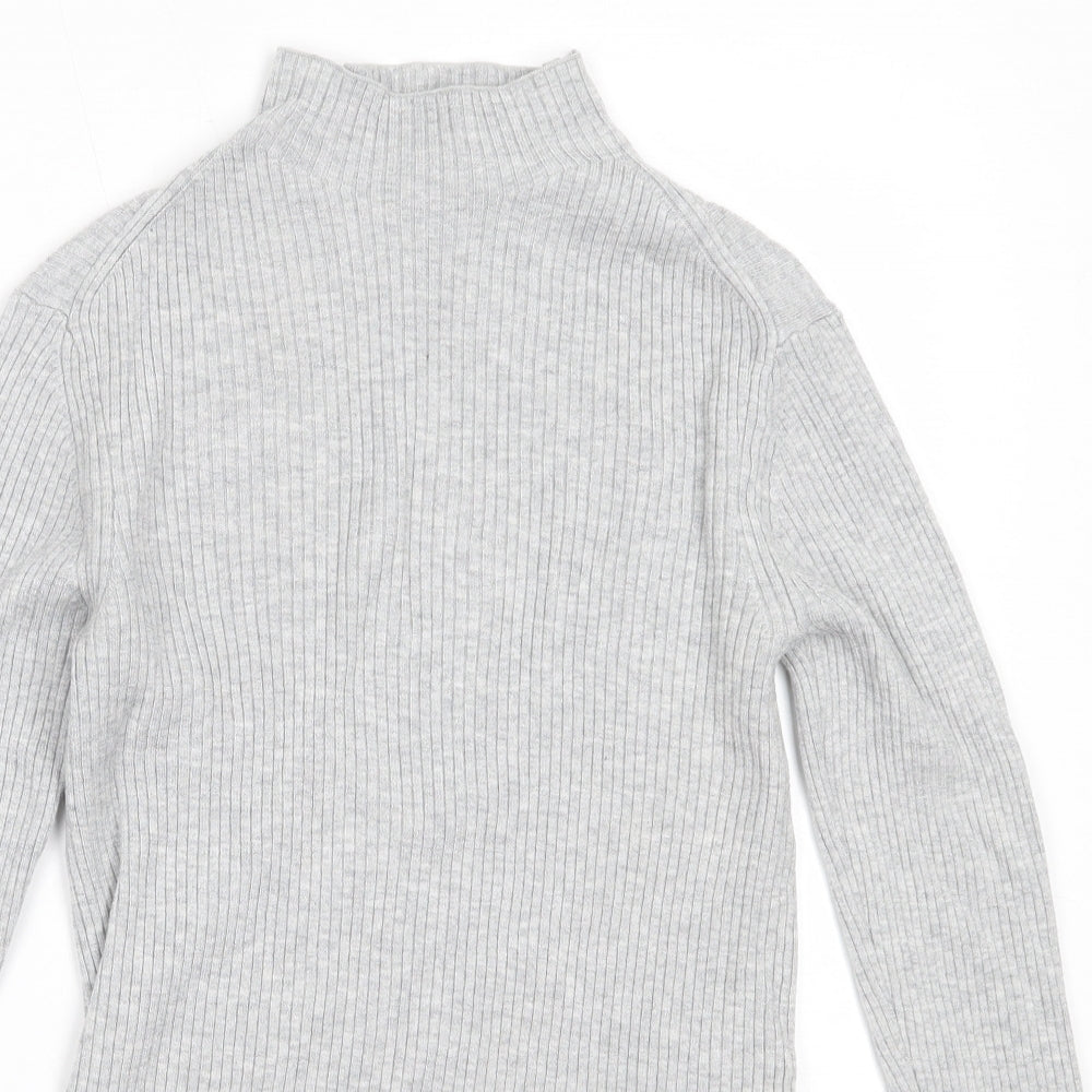 H&M Womens Grey High Neck  Viscose Pullover Jumper Size S
