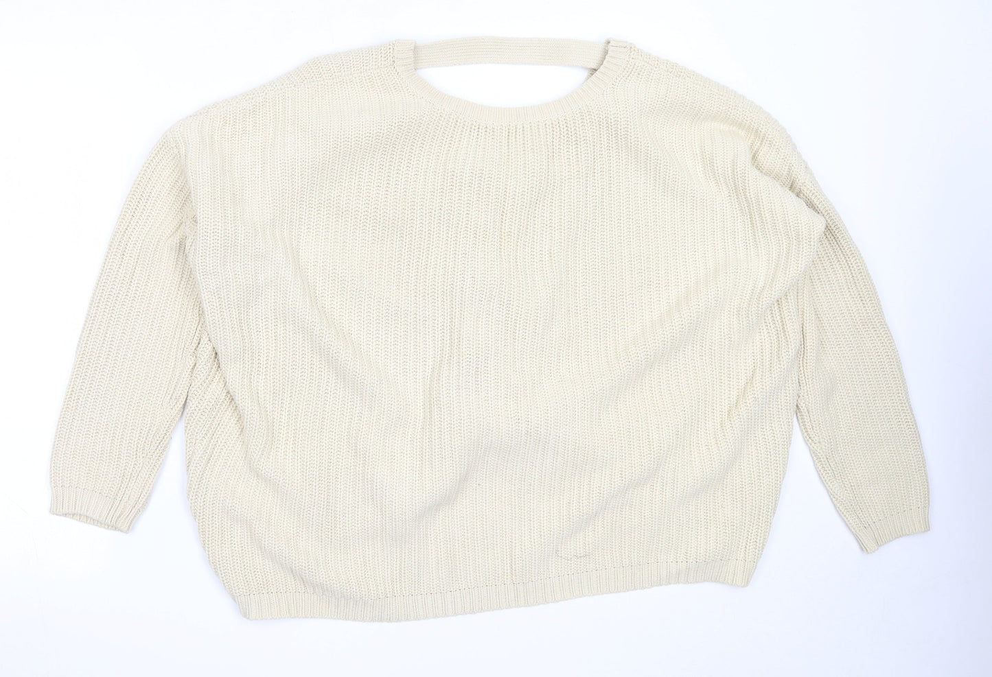 ASOS Womens Beige V-Neck  Cotton Pullover Jumper Size 14