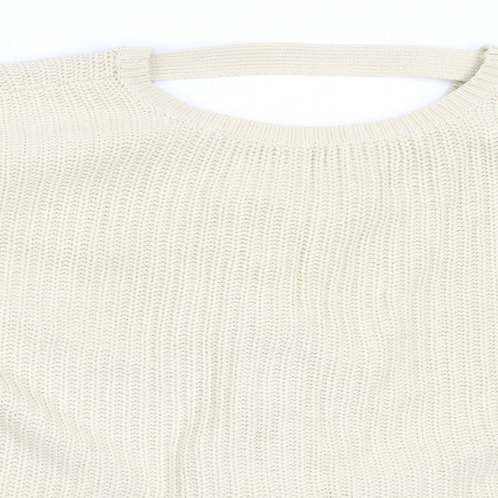 ASOS Womens Beige V-Neck  Cotton Pullover Jumper Size 14