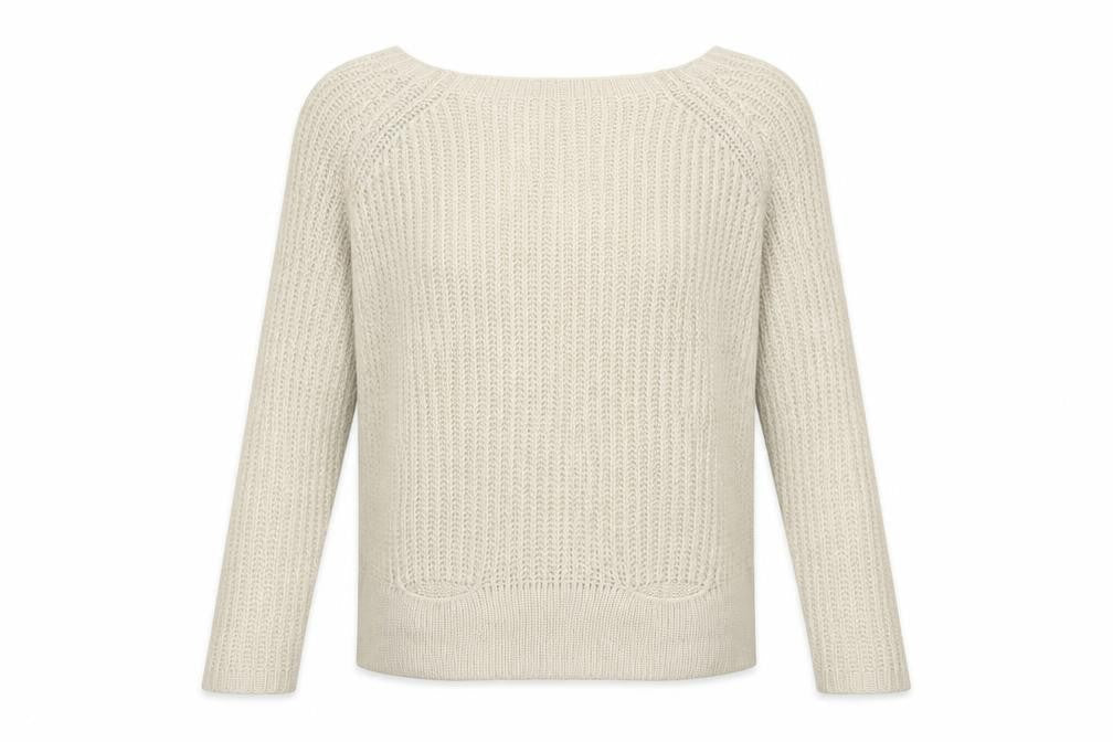 Cecilia Fashion Womens White Square Neck  Acrylic Pullover Jumper Size M