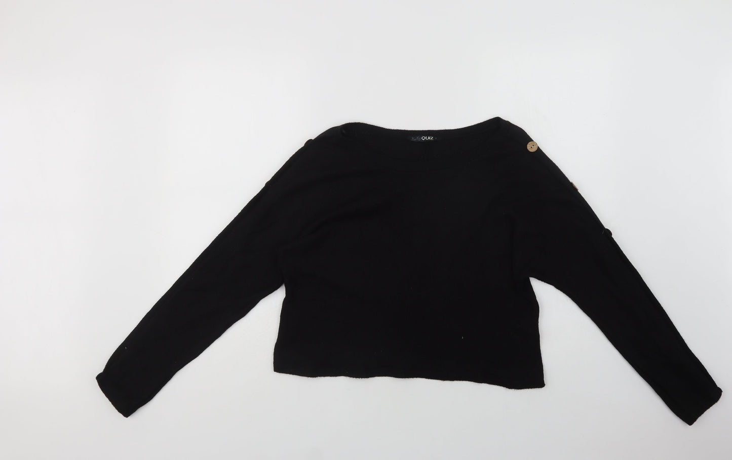 Quiz Womens Black Round Neck  Viscose Pullover Jumper Size S