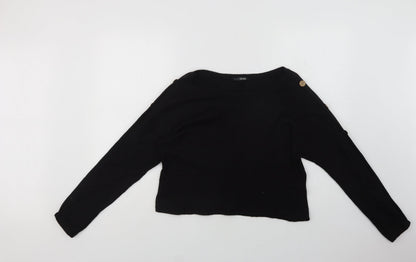 Quiz Womens Black Round Neck  Viscose Pullover Jumper Size S