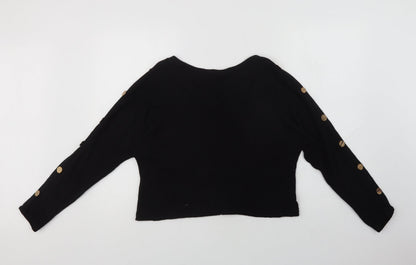 Quiz Womens Black Round Neck  Viscose Pullover Jumper Size S
