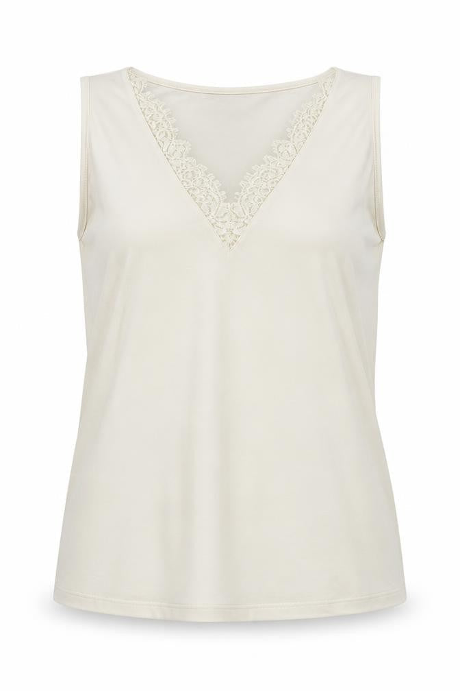 H&M Womens Ivory  Polyester Basic Blouse Size M V-Neck - Lace Detail