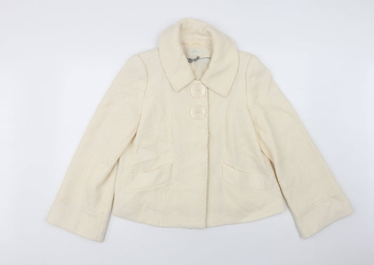 Marks and Spencer Womens Ivory   Pea Coat Coat Size 12  Snap