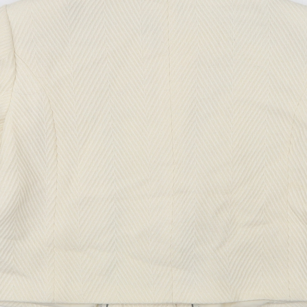 Marks and Spencer Womens Ivory   Pea Coat Coat Size 12  Snap