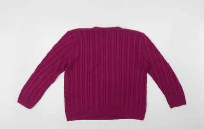 CHIC Womens Purple Crew Neck  Acrylic Pullover Jumper Size L