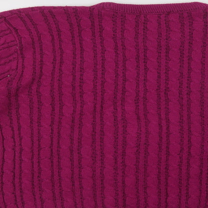 CHIC Womens Purple Crew Neck  Acrylic Pullover Jumper Size L