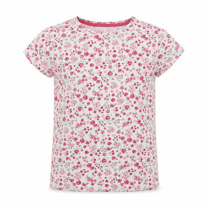 F&F Girls White Floral Cotton Basic T-Shirt Size 8-9 Years Crew Neck