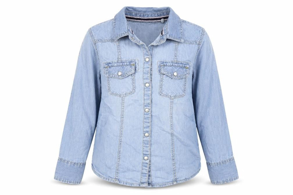 NEXT Girls Blue  100% Cotton Basic Button-Up Size 7 Years Round Neck Snap