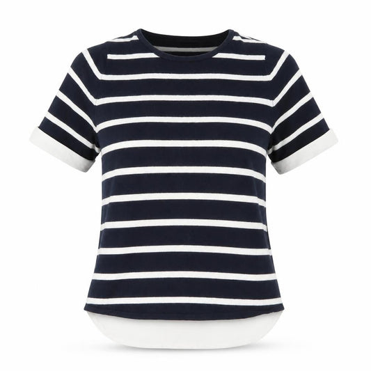 Atmosphere Womens Blue Striped Viscose Jersey Blouse Size 8 Round Neck - chiffon back
