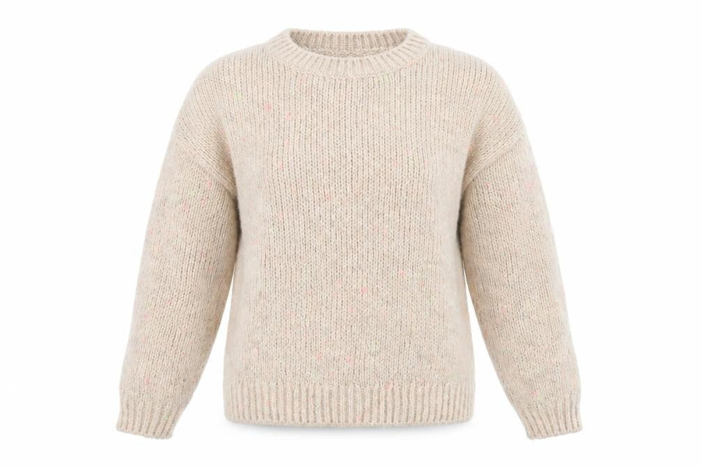 F&F Womens Beige Round Neck  Acrylic Pullover Jumper Size 10   - Flecked