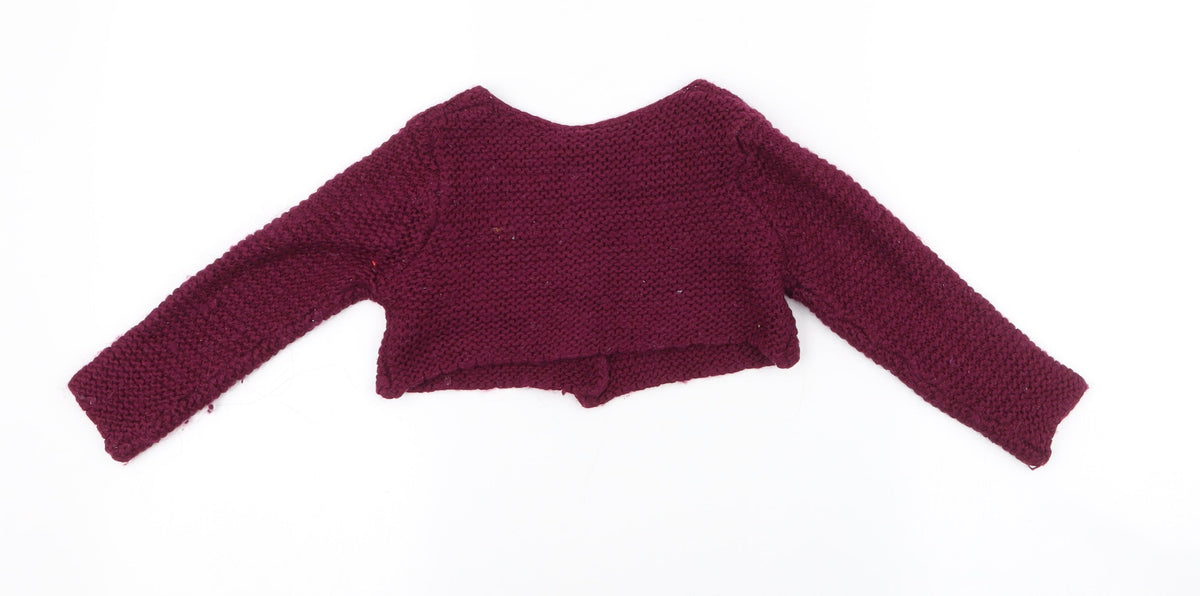 Dunnes Girls Purple Round Neck  Acrylic Cardigan Jumper Size 3 Years  Button - cropped