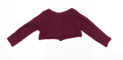 Dunnes Girls Purple Round Neck  Acrylic Cardigan Jumper Size 3 Years  Button - cropped