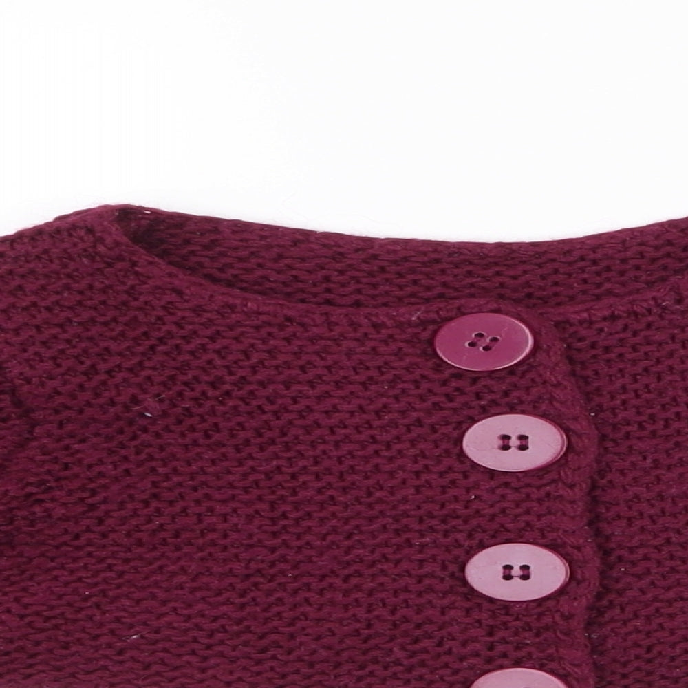 Dunnes Girls Purple Round Neck  Acrylic Cardigan Jumper Size 3 Years  Button - cropped