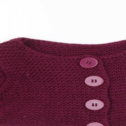 Dunnes Girls Purple Round Neck  Acrylic Cardigan Jumper Size 3 Years  Button - cropped