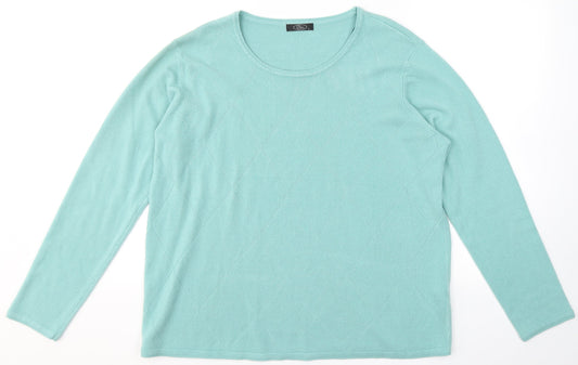 BM Womens Blue Round Neck  Acrylic Pullover Jumper Size L