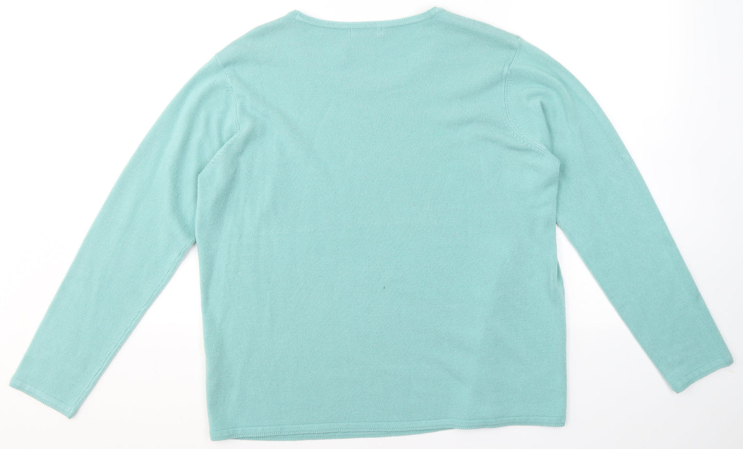 BM Womens Blue Round Neck  Acrylic Pullover Jumper Size L