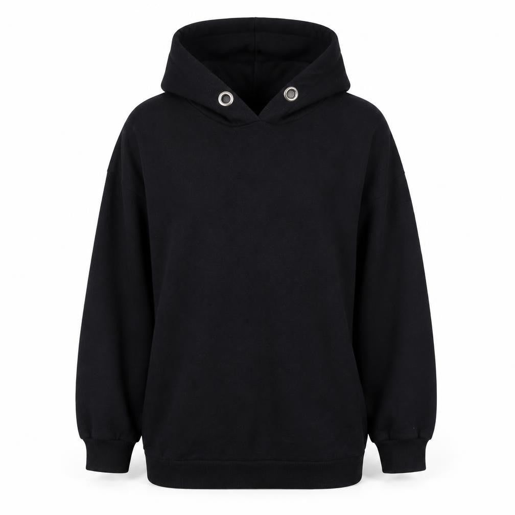 Bonmarché Womens Black Cotton Pullover Hoodie Size 14