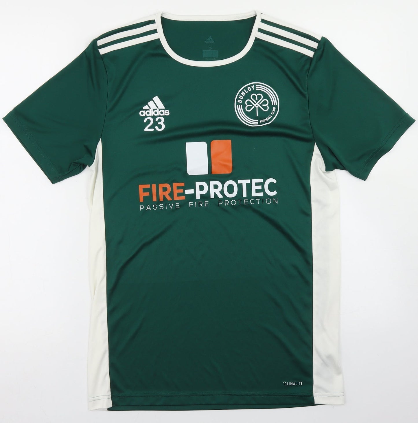 adidas Mens Green Colourblock Polyester  T-Shirt Size S Crew Neck  - Dunloy Football Club