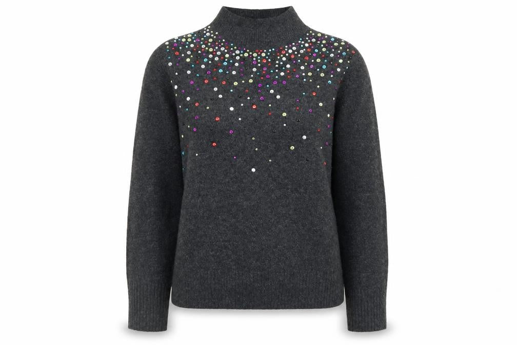 TU Womens Grey Mock Neck  Acrylic Pullover Jumper Size 8
