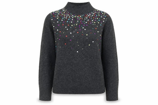 Tu Womens Grey Mock Neck  Acrylic Pullover Jumper Size 8