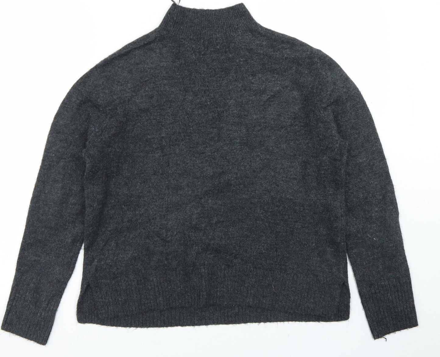 TU Womens Grey Mock Neck  Acrylic Pullover Jumper Size 8