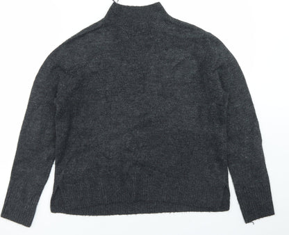 Tu Womens Grey Mock Neck  Acrylic Pullover Jumper Size 8