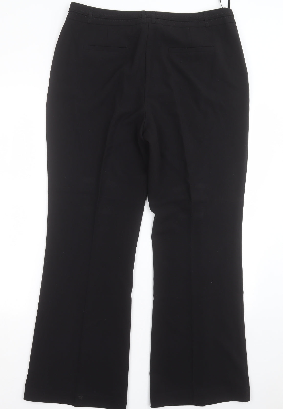 M&Co Womens Black  Polyester Trousers  Size 14 L29 in Regular Hook & Eye